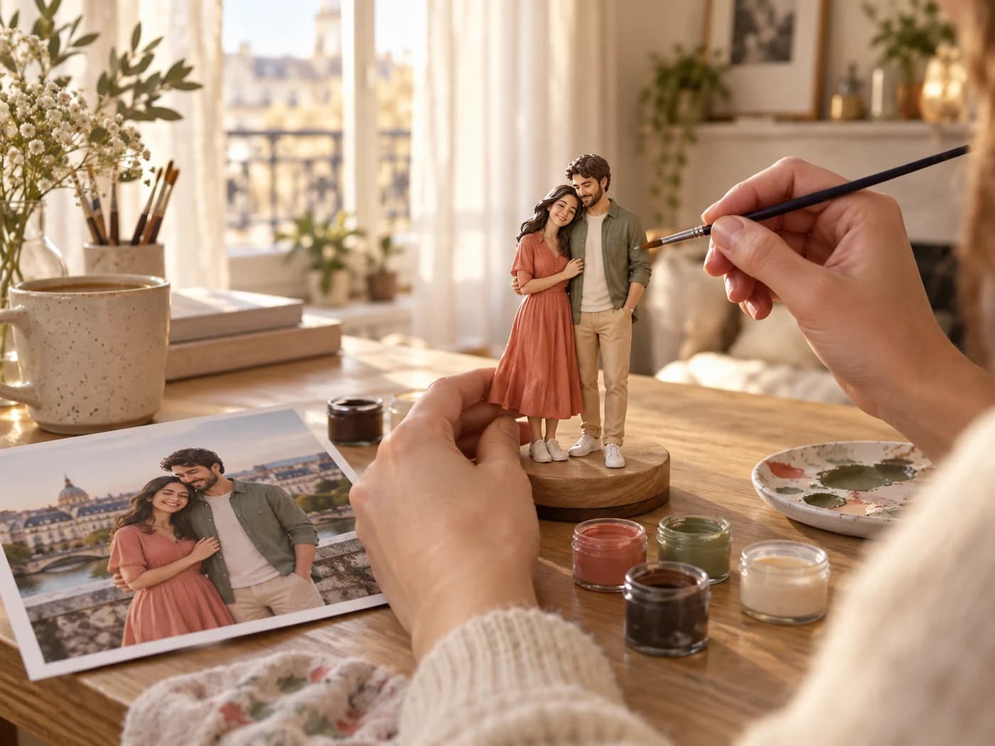 Illustration d’un moment de peinture d’une figurine personnalisée