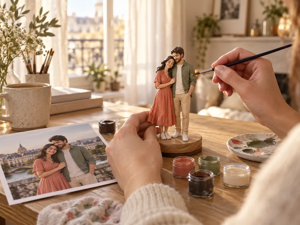 Illustration du passage d’une photo à une figurine personnalisée